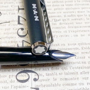 Penna stilografica Montblanc Carrera MAN vintage del 1979 / Pennino - Misura M / NERO E ACCIAIO, cartucce - Ottimo regalo per lei o per lui