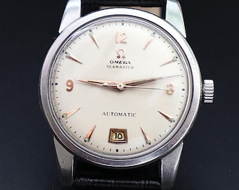 Vintage Omega Automatic Watch: 1950s Swiss Stainless Steel Timepiece