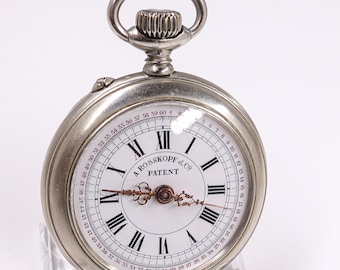 Vintage Swiss Roskopf Patent Pocket Watch: White Enamel Dial