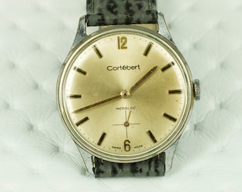 Vintage Cortebert unitas 6325 hand wind watch - mens watch from 1960's, wonderful gift for a birthday or anniversary