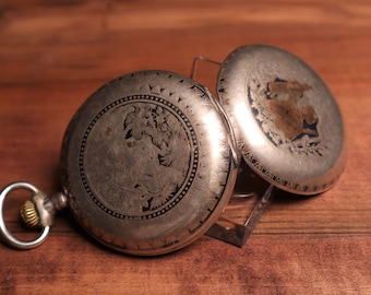 Vintage Tavannes Swiss Pocket Watch: 23 Jewels Full Hunter