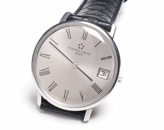 Vintage Eterna Matic 3003 - Silver Dial - Bauhaus style automatic watch - Wonderful Gift