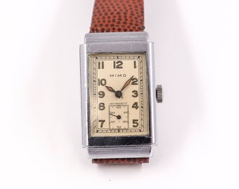 Rare Collector's piece - MIMO Rectangular Art Deco Swiss wristwatch - hand-wound cal.86 - Gift for Birthday or Anniversary