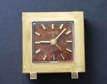 金メッキの希少なNEPRO VINTAGEピルボックスミニチュア目覚まし