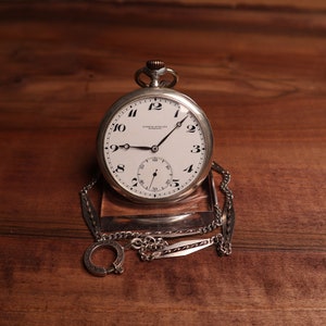 Rare Vintage Silver Paul Ditisheim Solvil Pocket Watch with silver chain, Swiss pocket watch, Wonderful Gift