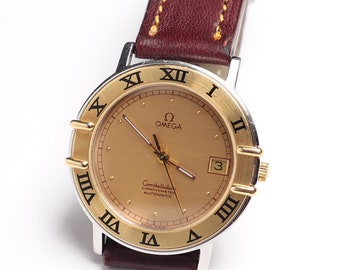 Omega Constellation Cronómetro Automático: Bisel de acero inoxidable y oro de 18 quilates, revisado