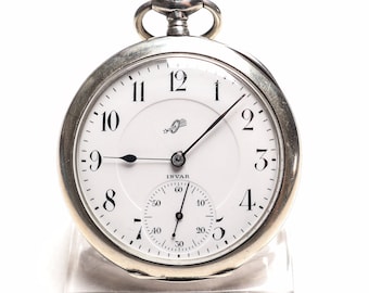 Vintage Invar Sterling Silver Pocket Watch: 1920s Open Face