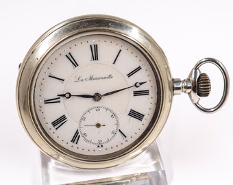 Vintage Huge Pocket Watch , Porcelain dial, Wonderful gift for anniversary or birthday