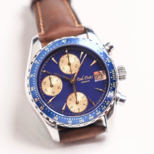 Vintage Swiss automatic chronograph watch Paul Picot, mid-size 36mm, Wonderful gift