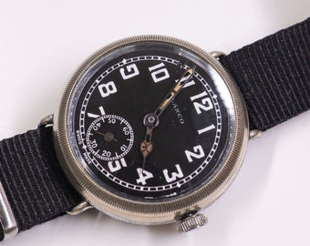 Vintage Lanco Officer Watch: WWII Swiss Mechanical, Nickel/Chrome