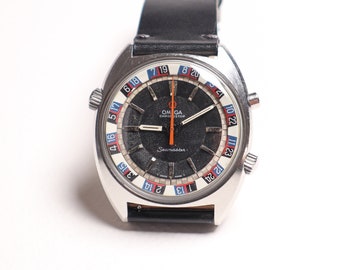 Omega Seamaster Chronostop 145.008 Roulette wijzerplaat 41 mm handmatig, uiterst zeldzaam, pilotenhorloge, prachtig cadeau