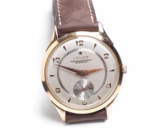 Orologio vintage raro svizzero Lanco Watch 361, cassa placcata in oro da 38,5 mm, regalo meraviglioso