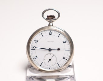 Vintage Silver Longines Pocket Watch - Rare Timepiece From 1916 - Swiss Pocket Watch, Wonderful Gift