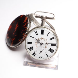Rare Antique Tortoise shell and Silver Pocket Watch - Double-Pair Cased Pocket Watch - Watch from the 1800s, Wonderful Gift