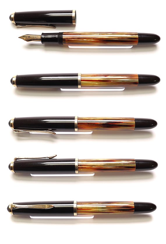 ヴィンテージ ペリカン 400 NN 万年筆：トータスブラウン ストライプ