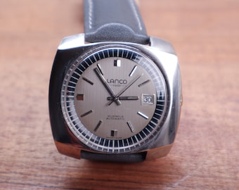 Reloj Lanco vintage de gran tamaño: automático, calibre 2481, fabricado en Suiza, década de 1970