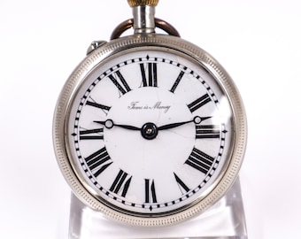 Vintage Pocket Watch Time is Money, Vintage rare over 100 years old pocket watch - An interesting Gift