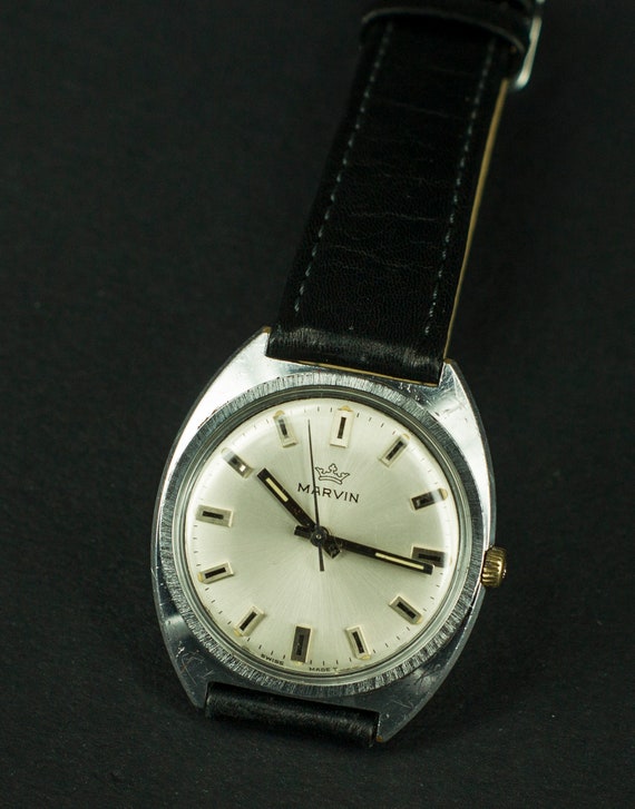 Classy Vintage Marvin Mens Watch Swiss Made Stainless Steel Case Classic Vintage Mechanical Watch Gift Birthday or Anniversary Etsy