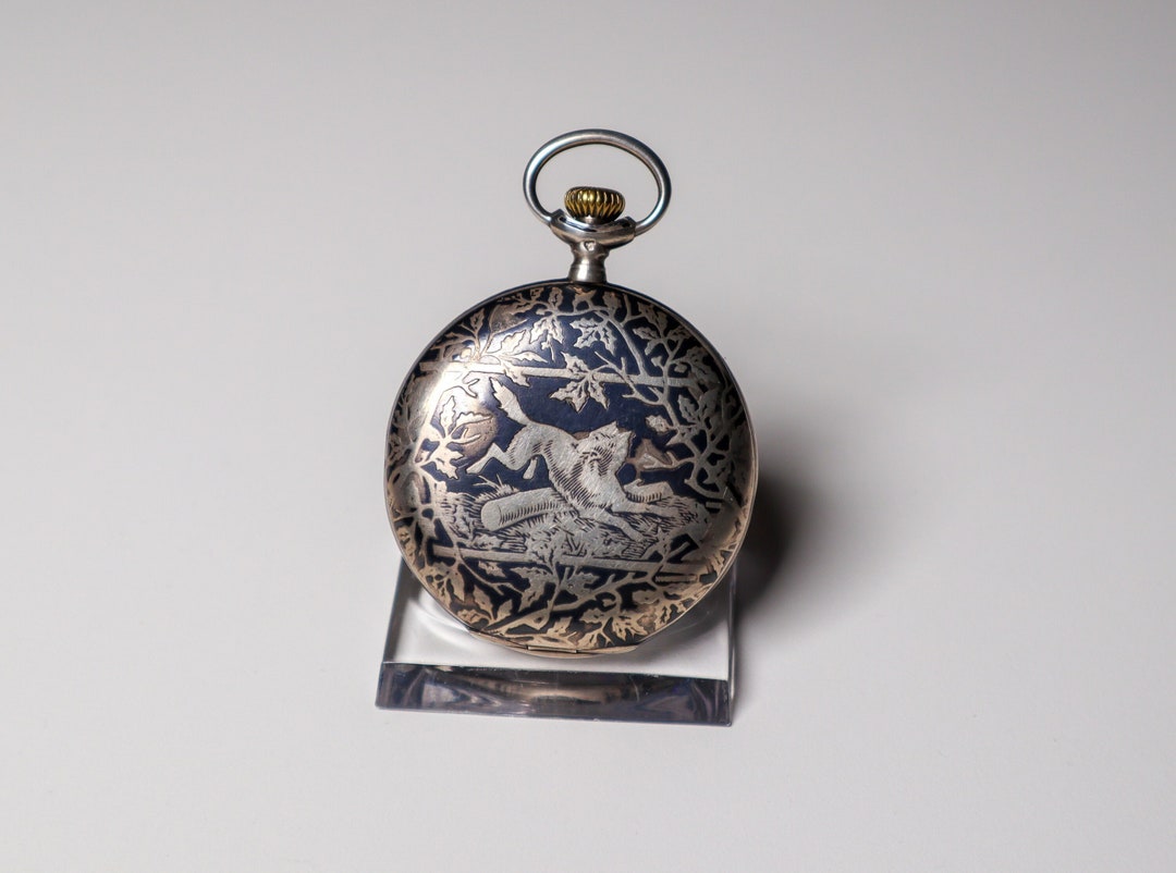 Vintage 0.800 Silver Pocket Watch Billodes, Full Hunter Pocket Watch