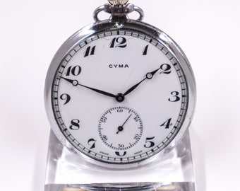 Cyma Vintage Swiss Pocket Watch, Good working condition, Gift for Anniversary or Birthday