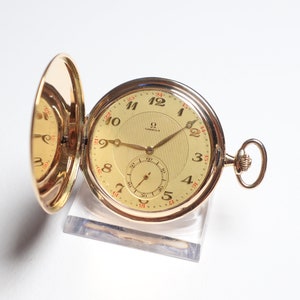 Omega Solid 14K gold Luxurious Antique Full Hunter Pocket Watch from 1923, Wonderful Gift