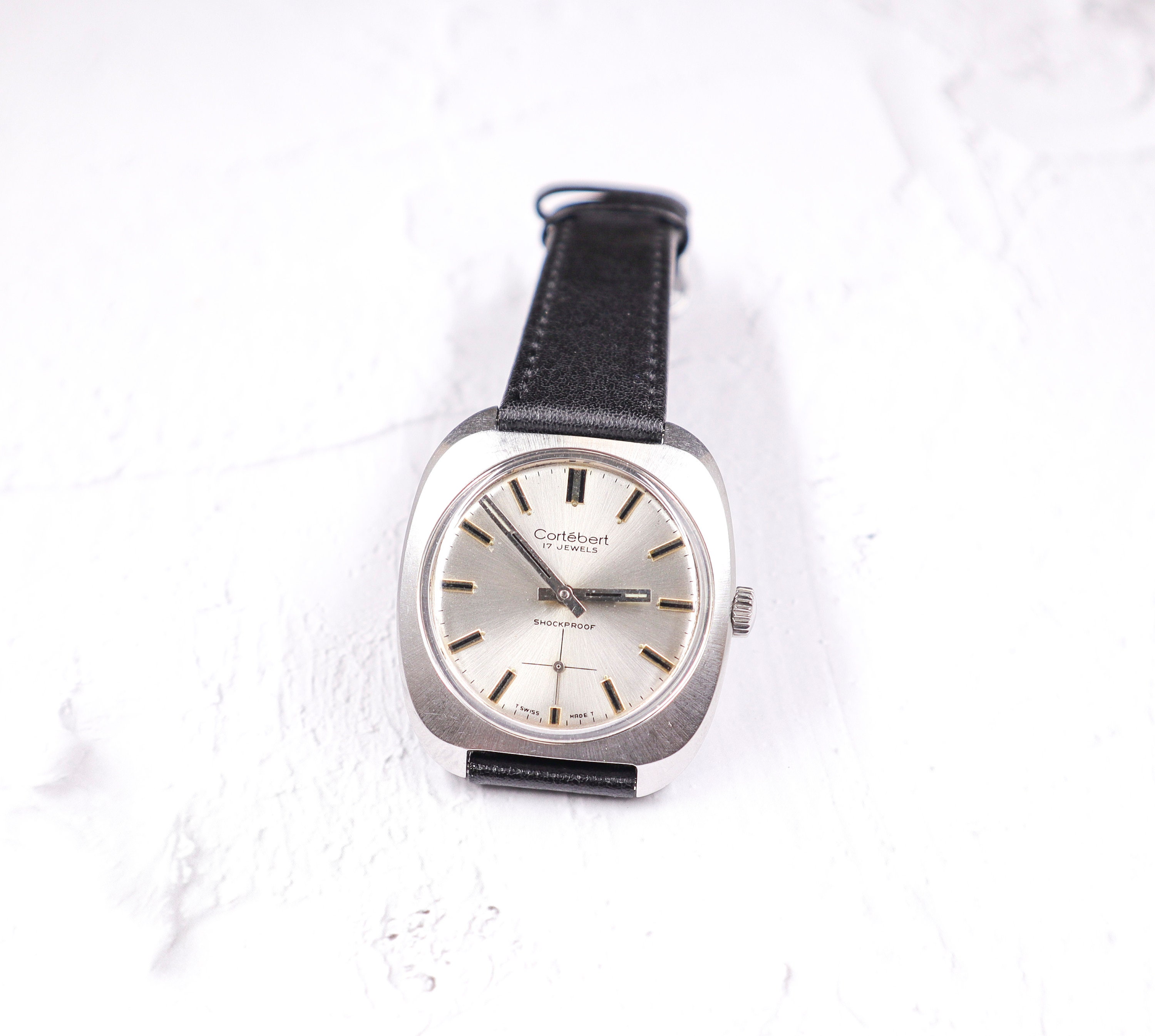 Swiss Vintage Cortebert Watch: Silver Sunburst Dial, Unitas Movement - Etsy