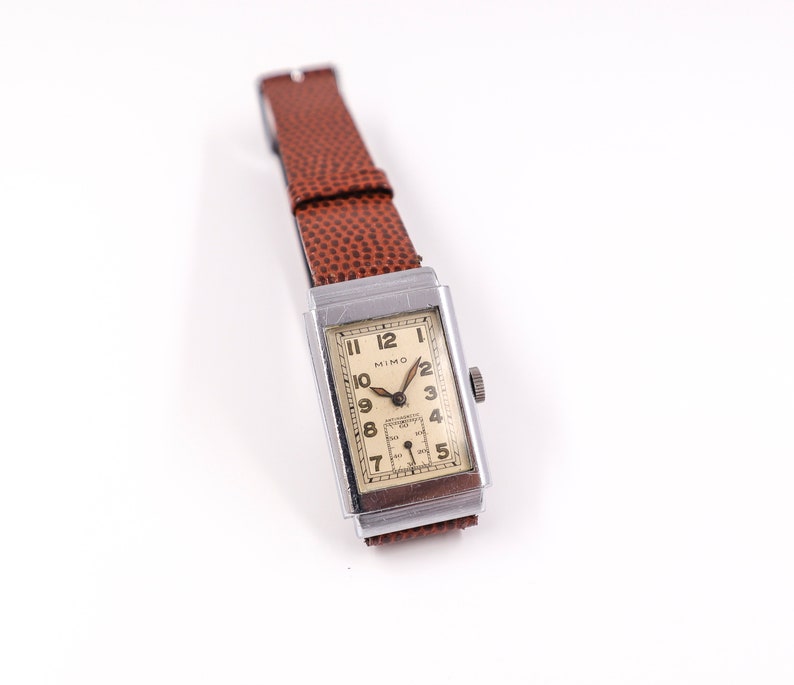 Rare Collector's piece MIMO Rectangular Art Deco Swiss wristwatch hand-wound cal.86 Gift for Birthday or Anniversary image 3