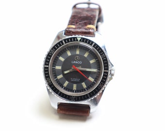 Vintage Swiss Diver Wristwatch Lanco, Stainless steel case,  Wonderful Gift for Birthday or Anniversary