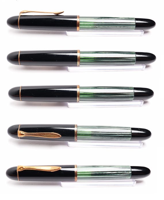 ヴィンテージ ペリカン 140 万年筆：グリーンストライプ トルペード