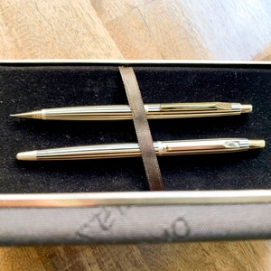 Astonishing Vintage Omas Set - ballpoint pen with new blue refill, mechanical pencil 0,5mm, wonderful gift