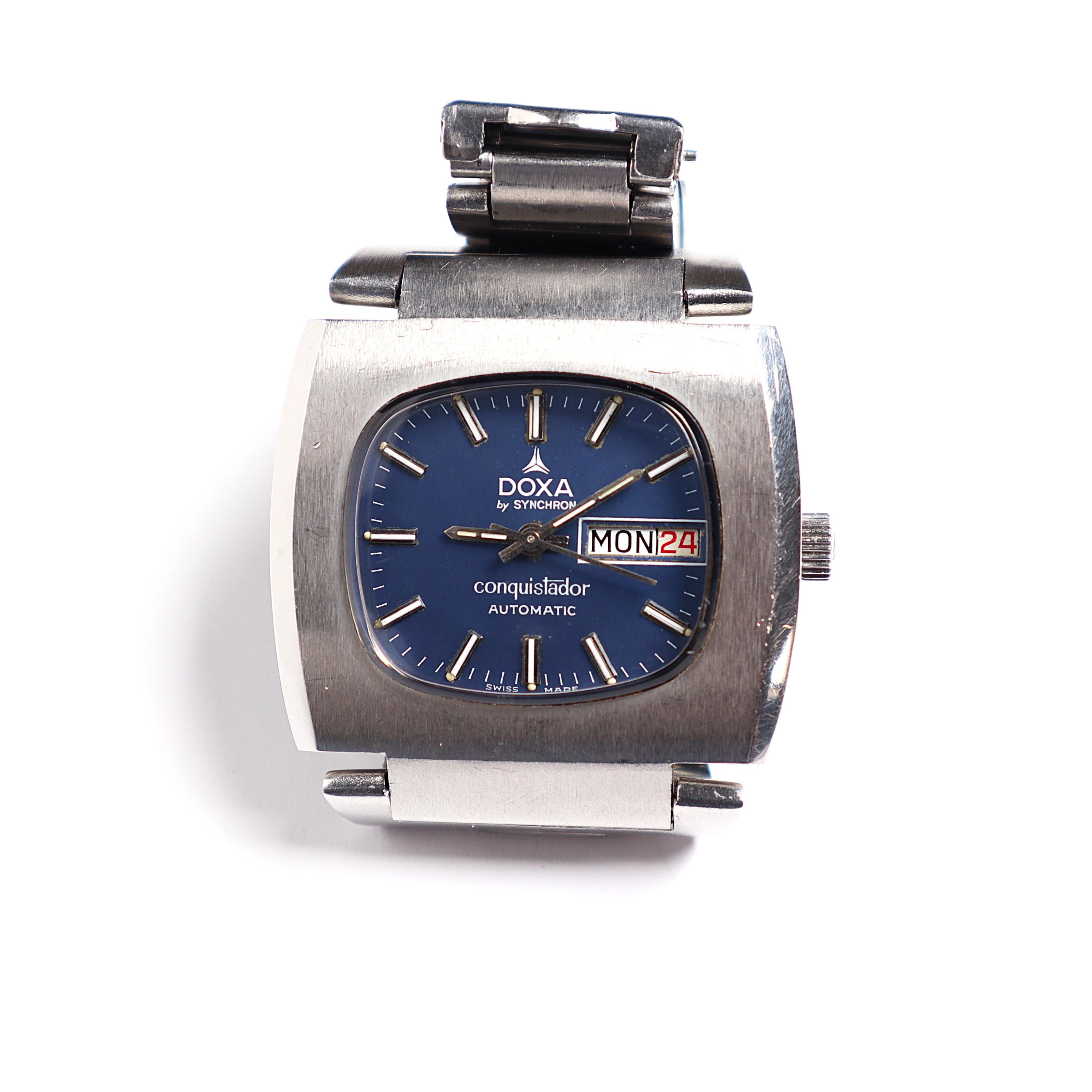 Vintage Doxa by Synchron Conquistador Automatic Watch Blue Dial