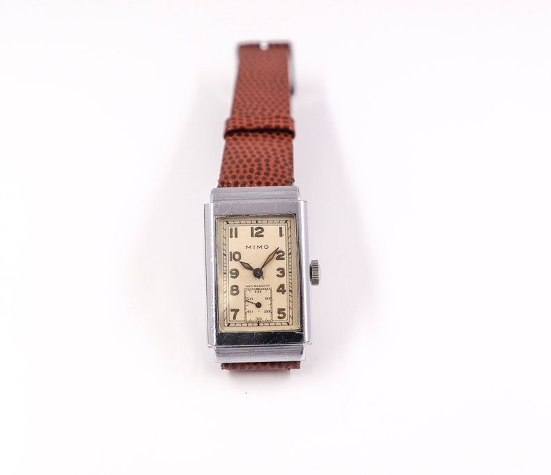 Rare Collector's piece MIMO Rectangular Art Deco Swiss wristwatch hand-wound cal.86 Gift for Birthday or Anniversary image 1