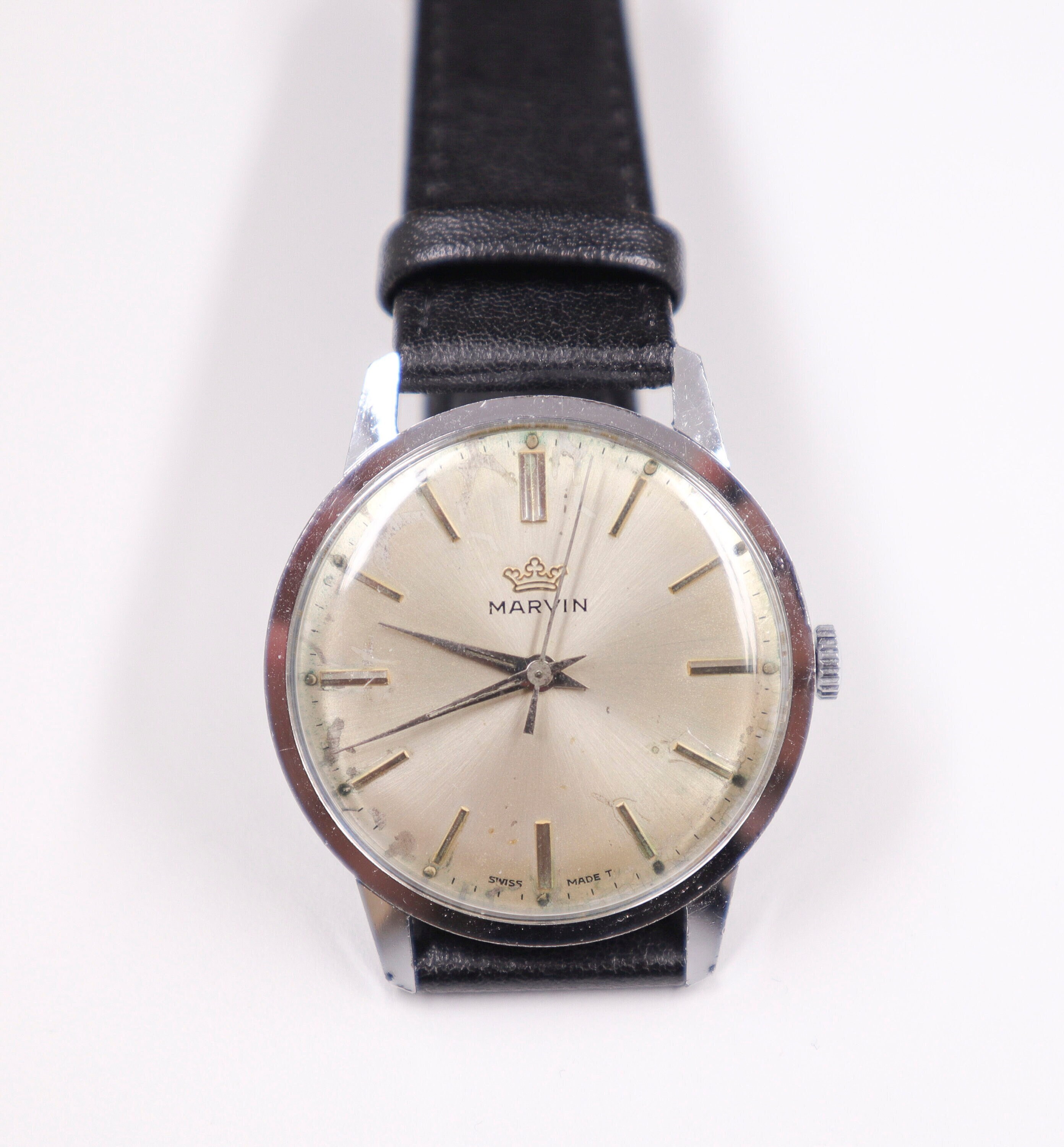 見事な創造力 Elegant Vintage Marvin Swiss Watch, Chrome Plated Case, High アナログ（手巻き）