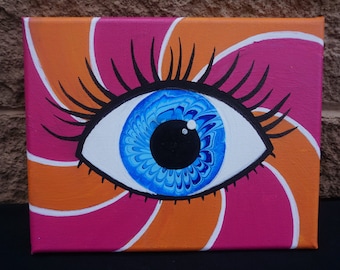 Able To See Me * Original Acrylic Painting on Canvas * fluid psychedelic third eye acrylic pour wall art
