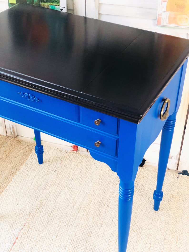 Vintage Blue Accent Table. Painted Entryway Table. Boho Etsy
