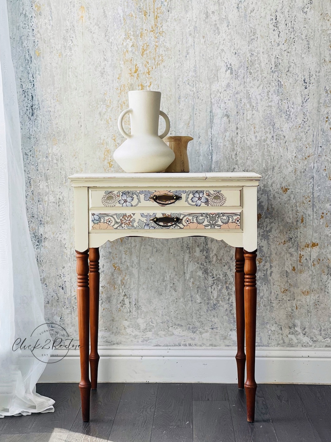 Vintage Blue Accent Table. Painted Entryway Table. Boho Etsy