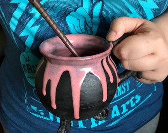 Witches Brew Cauldron Mug, Halloween Mug Pottery, Coffee Lovers Gift, October Birthday Gift For Her, Witch Mug Ceramic Mug Handmade, Gothic