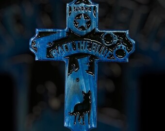 back the blue wooden cross-wooden cross-police-law enforcement-cross-rustic cross-police decor-police gift-k9 officer