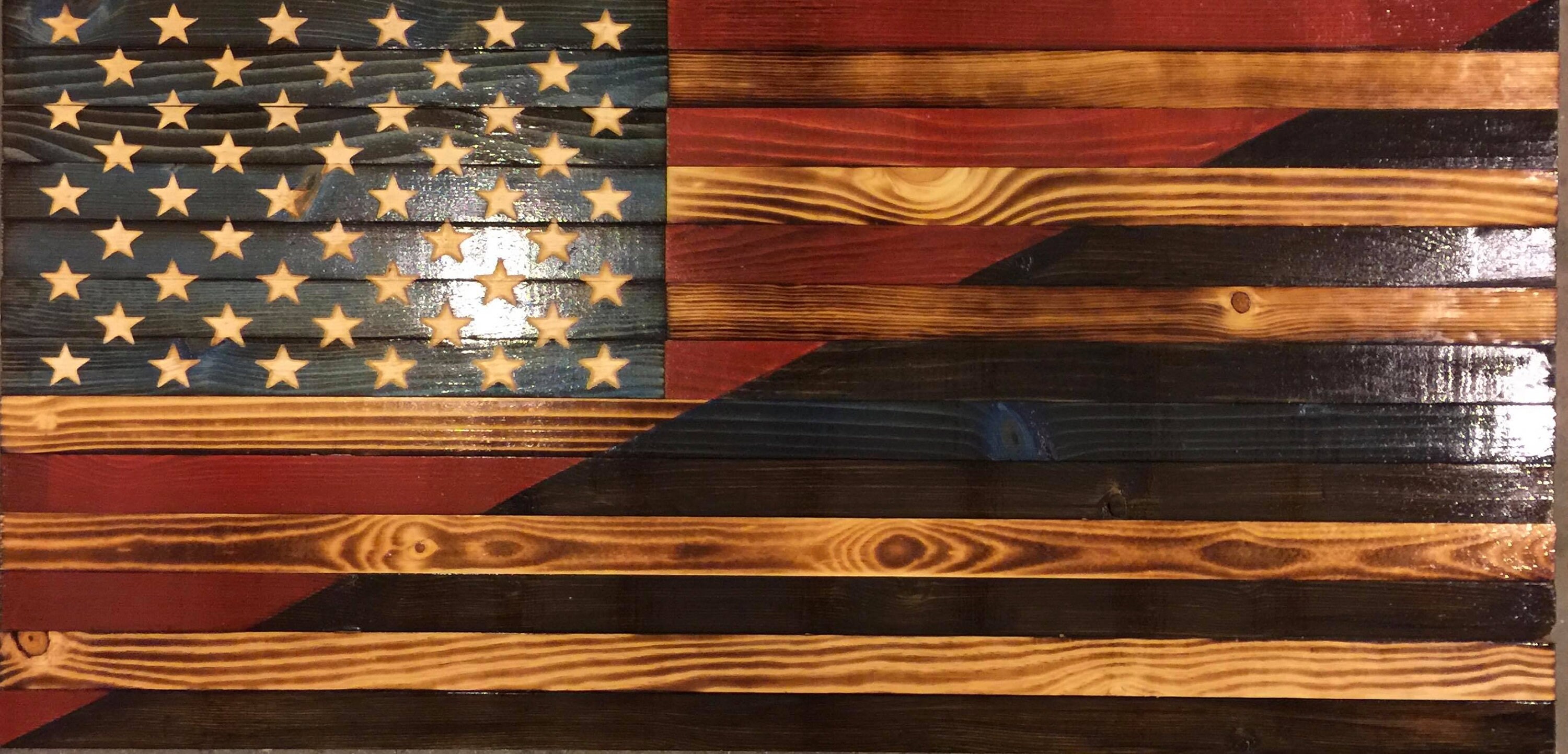 Half American Flag and Half Blue Line Flag Etsy