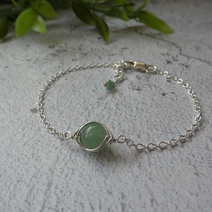 Aventurine Sterling Silver Bracelet, Green Gemstone Jewellery