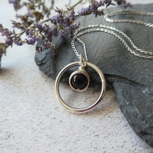 Black tourmaline pendant, October birthstone necklace UK, silver black tourmaline necklace, silver black pendant,black gemstone jewellery