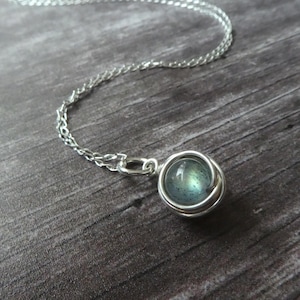 Sterling Silver Labradorite Pendant, Handmade Gemstone Necklace