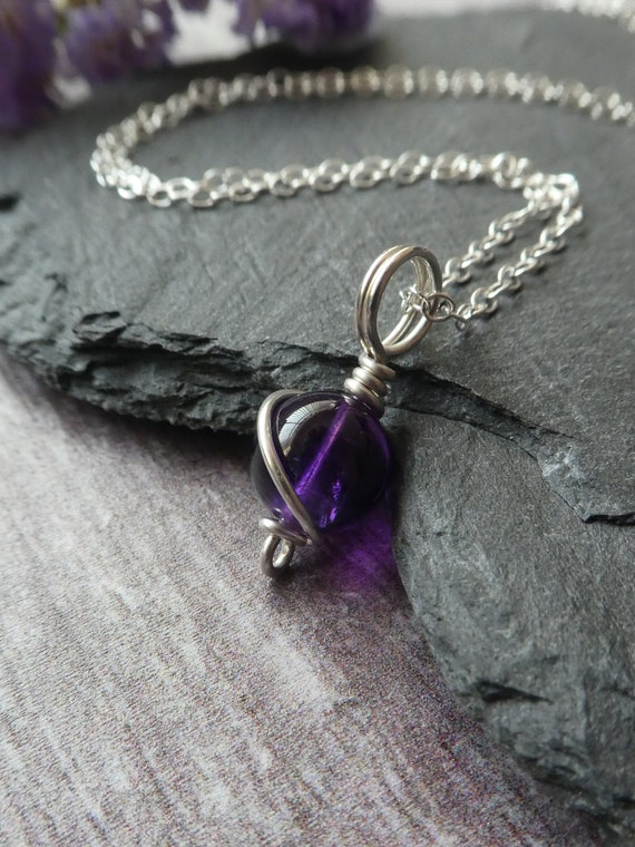 Amethyst crystal necklace sterling silver discount
