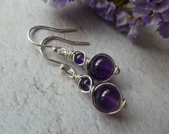 Sterling Silver Amethyst Drop Earrings: February Birthstone Jewellery