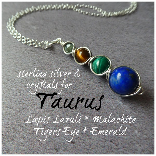 Crystals for Taurus, gift for a Taurus, Taurus themed jewellery, zodiac stones for Taurus, lapis lazuli pendant, blue gemstone necklace