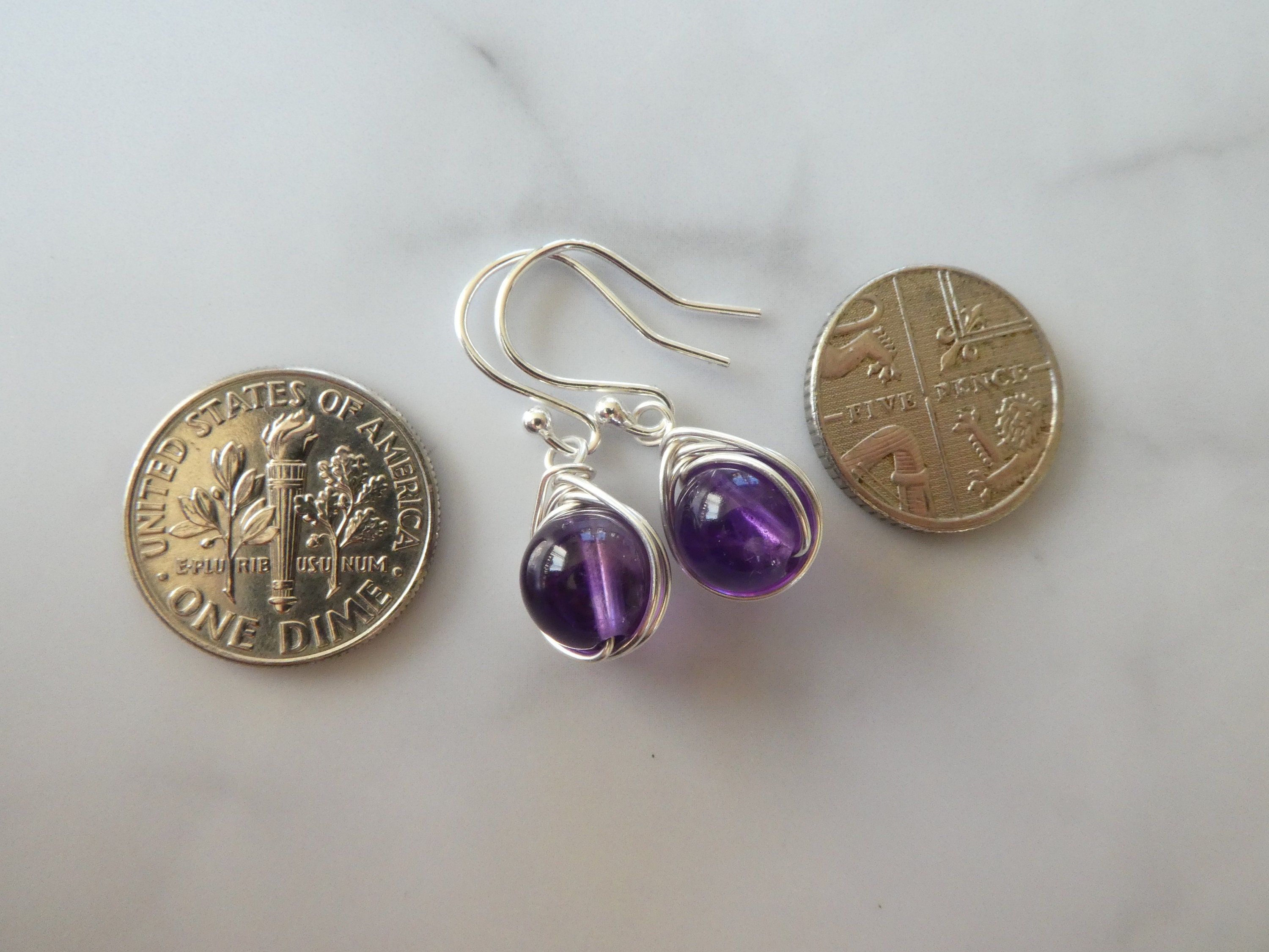 Amethyst earrings silver amethyst drop earrings sterling | Etsy