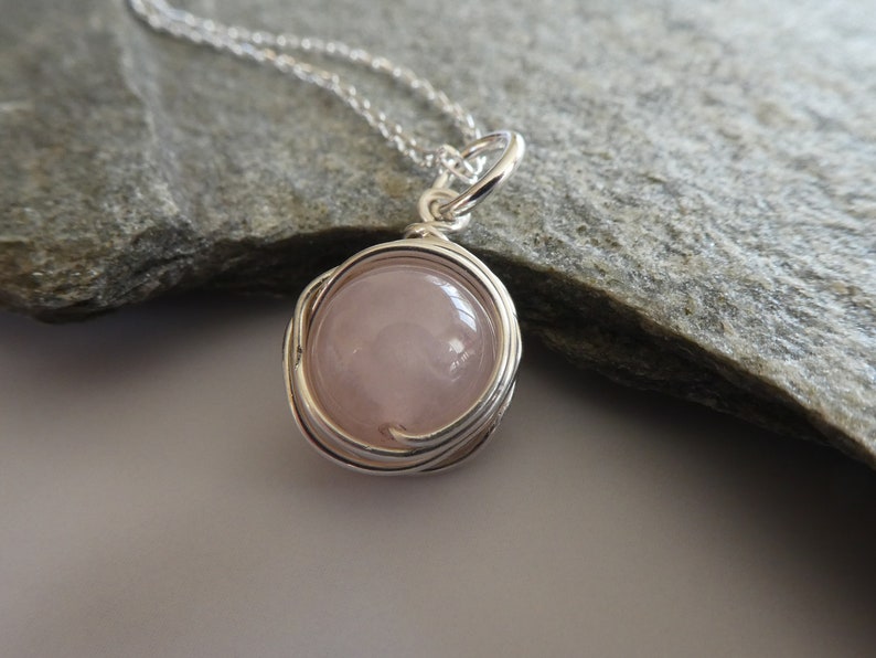 Rose Quartz Necklace Sterling Silver Rose Quartz Pendant - Etsy