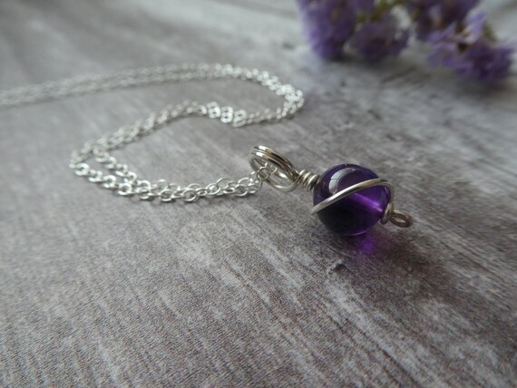 Amethyst necklace sterling silver amethyst pendant wire wrapped pendant birthstone jewelry amethyst jewelry purple gemstone necklace Etsy