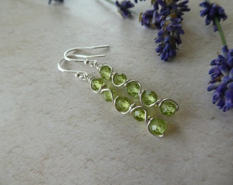 Sterling Silver Peridot Earrings, August Birthstone Jewellery