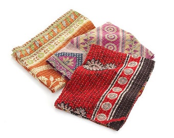 Mantha's Dish Towels Juego de 3 paños dobles tejidos a mano 100% hechos a mano, elaborados con saris de algodón reciclado.